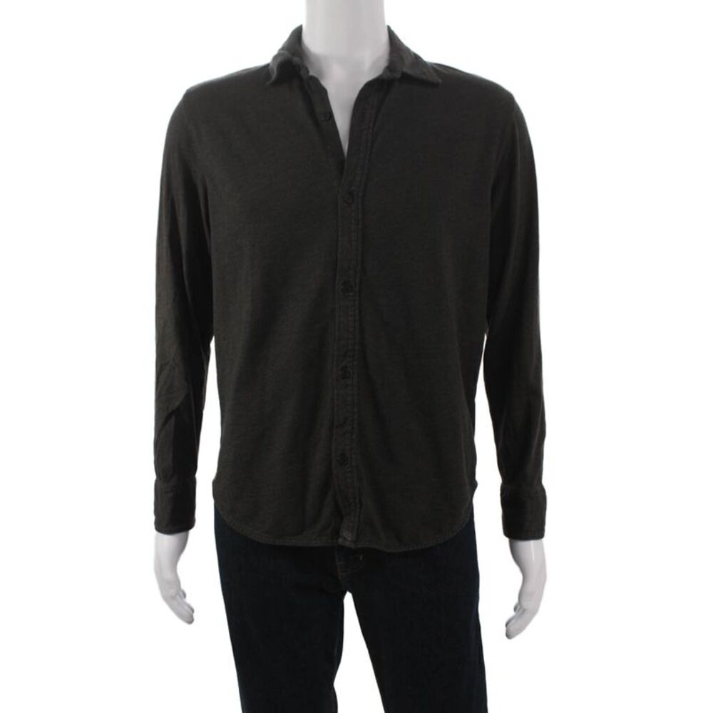 Goodlife Mens Gray Cotton Blend Polo Long Sleeve Button Up Size M
